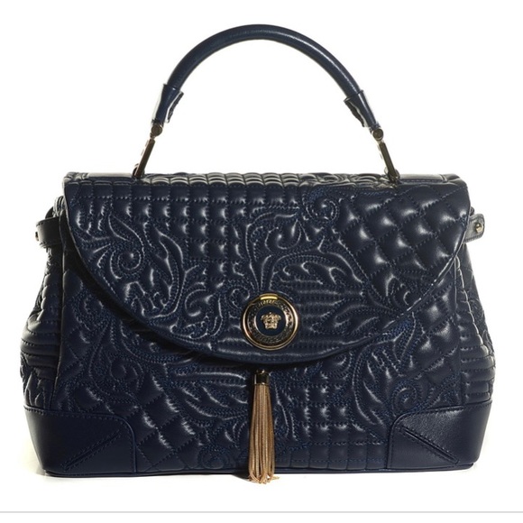 Versace Handbags - Versace Barocco Quilted Vanitas Altea blue satchel
